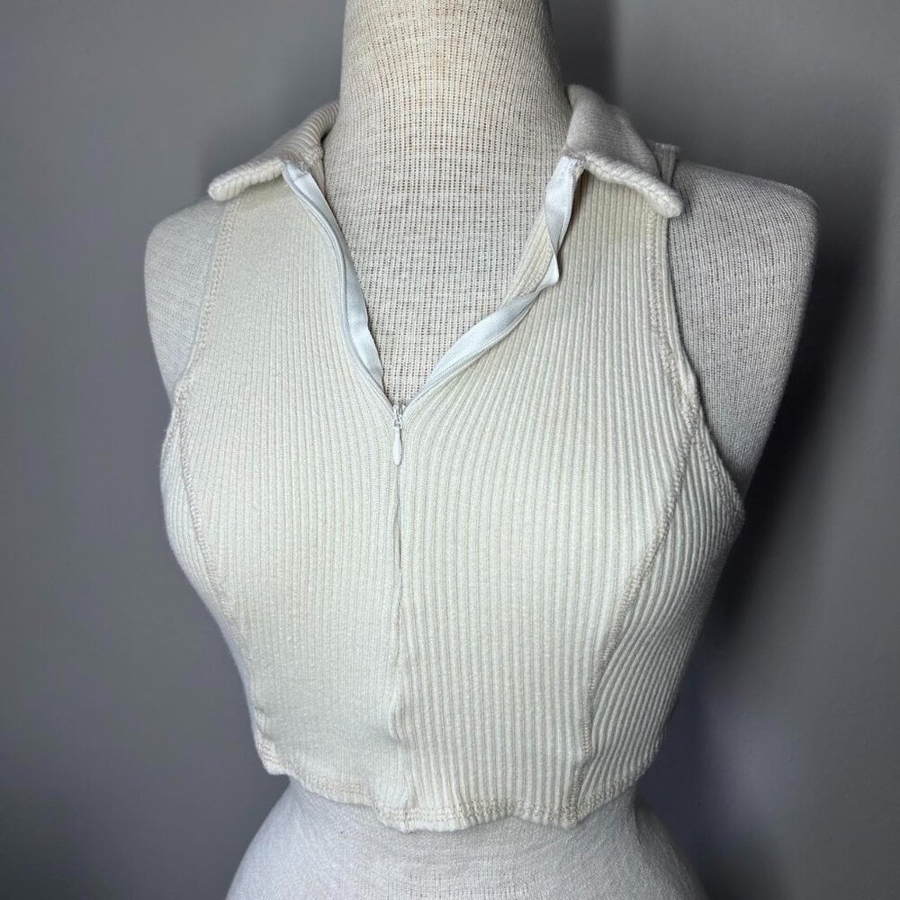 Urban Outfitters zip up collared ribbed cropped vest